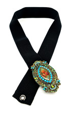 Beautiful Belt With Buckle Studded With Colored Crystals By Michal Negrin 915 