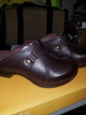 Women's Sanita Dark Brown Leather Clogs -NEVER WORN