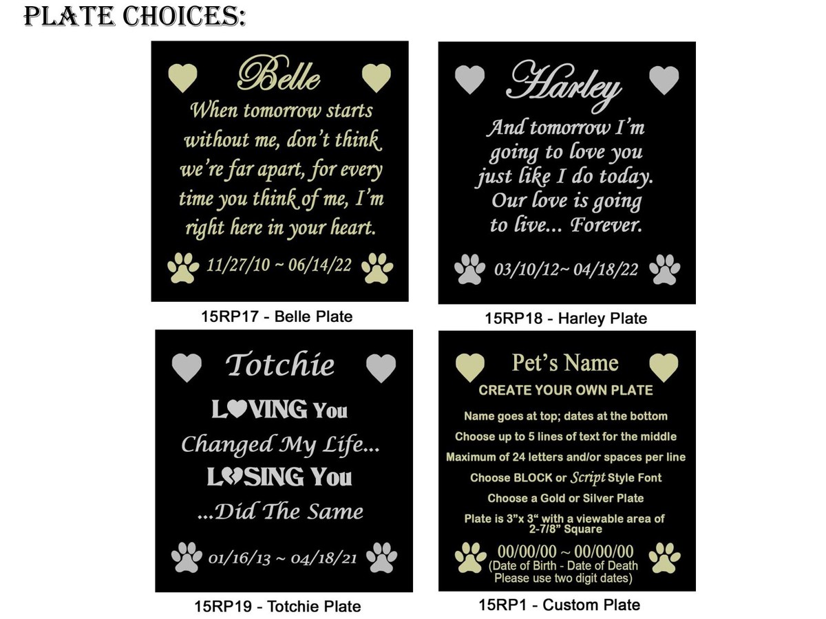 Engraved Pet Loss Poem Plate Frame Plates 2-7/8