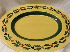 WILLIAMS SONOMA ITALY WSO190 16 1/4" OVAL PLATTER YELLOW LEAF & BERRY VINE