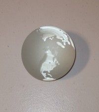 Vtg Heavy World Globe Earth Paperweight Etched Frosted Crystal Glass Clear 3" 