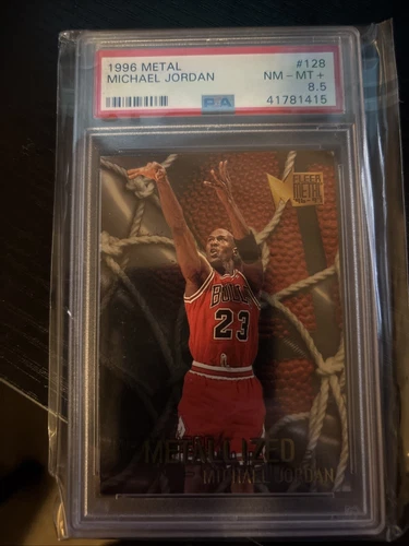 Michael Jordan Card 1996-97 Metal #128 PSA 8.5 CHICAGO BULLS NBA NEAR MINT +