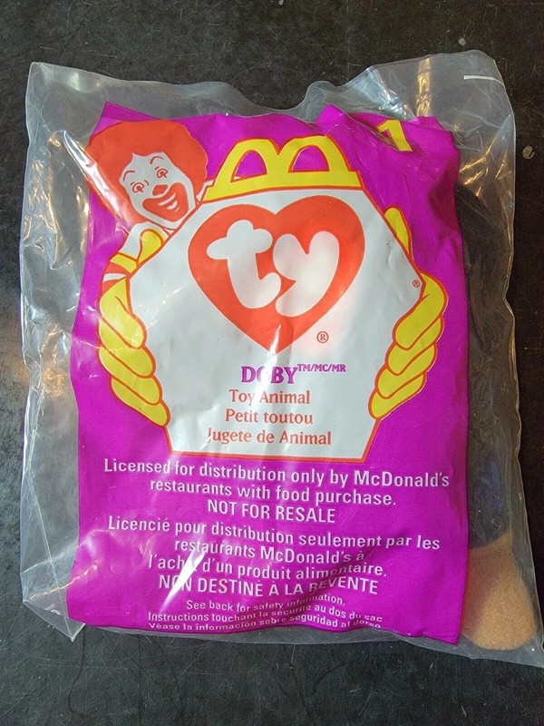 1998 Ty Teenie Beanie Baby #1 Doby the Doberman McDonalds Happy Meal Toy Sealed