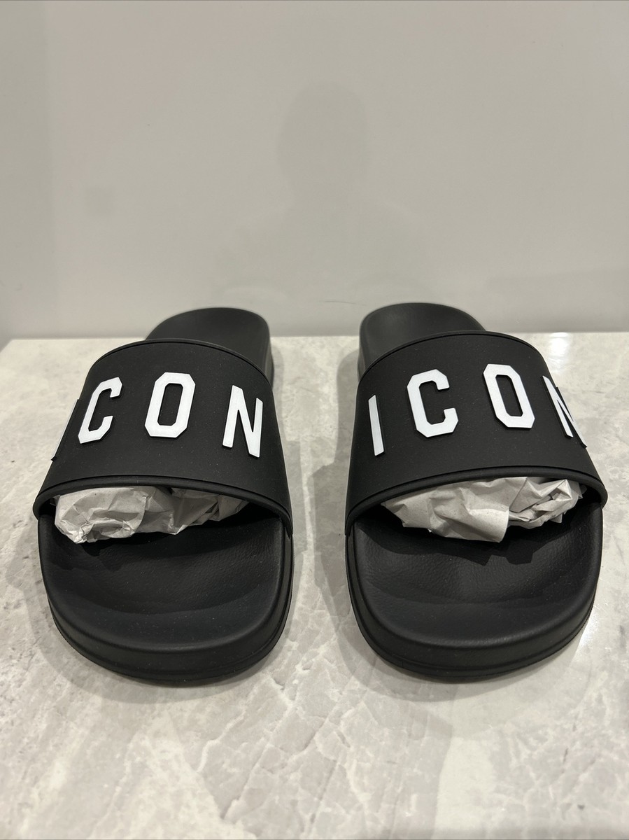 unisex DSQUARED2 icon slides in black size uk 6 eu 40 RRP
