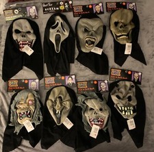 NWT Vintage Totally Ghoul Glow in the Dark Scary Masks with hood - 8 styles mask