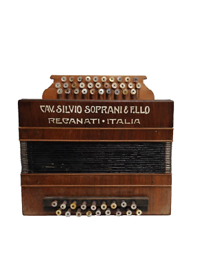 ANTIQUE ACCORDION SILVIO SOPRANI REGANATI ITALIA WOOD MUSIC