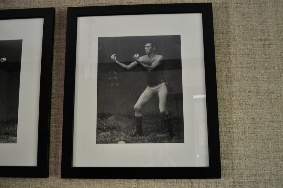 Pair of Silver Gelatin B/W Vintage English Photographs of Boxing Father/Son - Image 2 of 4
