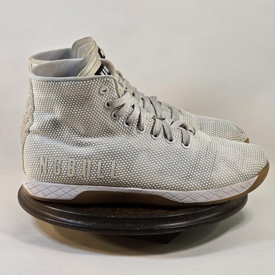 NOBULL High Top Trainer Shoes Mens Size 7.5 Gray White Textured CrossFit Gym