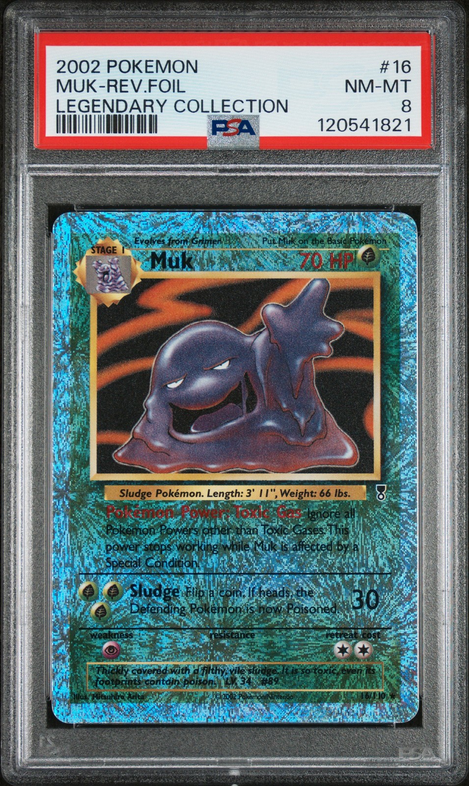 2002 POKEMON LEGENDARY COLLECTION #16 MUK-REVERSE FOIL PSA 8
