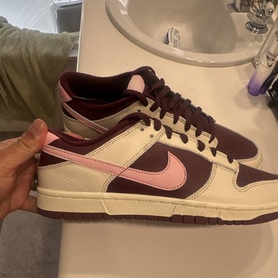 Nike Dunk Low Men's Low Top Lace-Up Colorblock Sneakers Burgundy Pink Beige