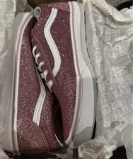 VANS Old Skool Unisex Kids US 5 Pink/White Glitter Low Top Lace-Up Sneakers