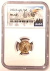 2024 $5 American Eagle $5.00 Gold Coin! 1/10 oz. Gold NGC Certified MS 69