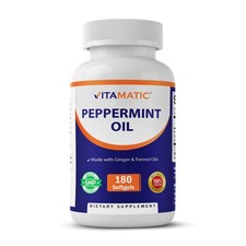 Vitamatic Peppermint Oil Gel with Ginger Fennel Oils, 550mg per Serving, 180 S
