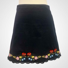 90s Betsey Johnson New York Black RARE Floral Embroidered Vintage Grunge Skirt 8