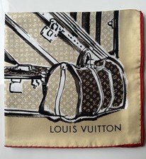 LOUIS VUITTON Silk scarf Logo Trunks Luggage 90/90cm 