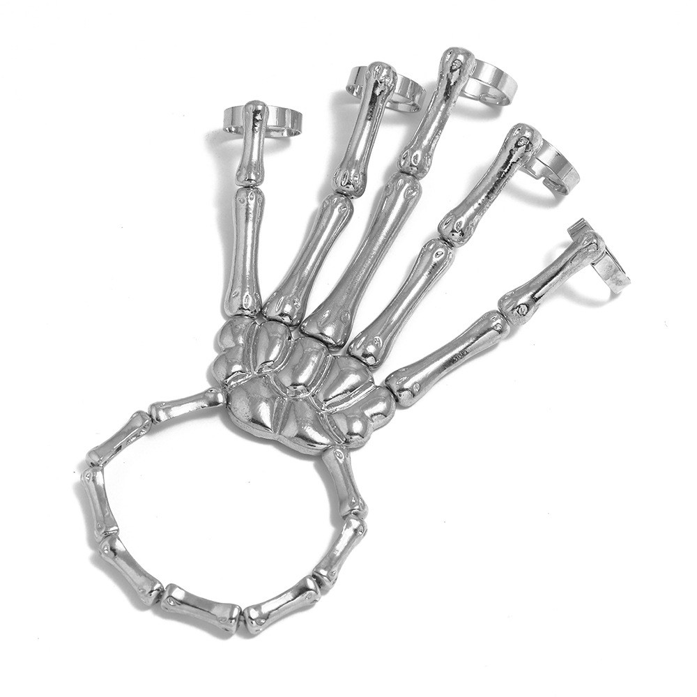 Skeleton Hand Bracelet Ring Gothic Full Finger Adjustable Armor Alloy Halloween image 5