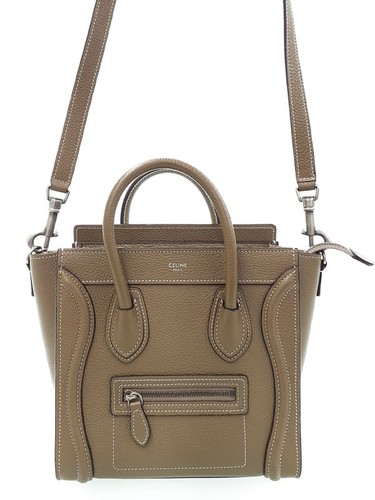 Celine Luggage Nano 189243DRU.09SO Leather Taupe Shoulder Bag Women's #TB2867