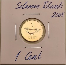 Solomon Islands coin,  1 Cent,  2005  Golden  UNC 