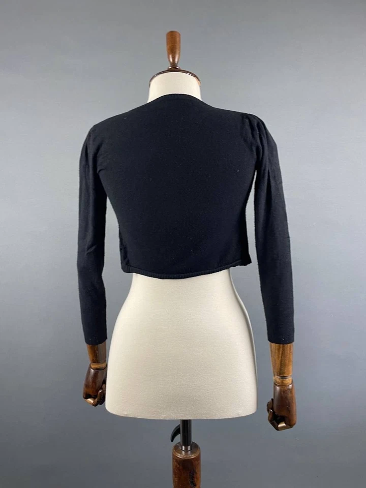 Dolce&Gabbana Mujer Cárdigan Recortado Suéter Negro Manga Larga Botón Frontal Foto 2 de 4