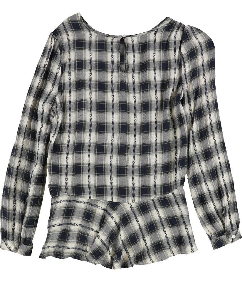 Vince Camuto Womens Frill Ruffled Blouse, Blue, X-Small - Image 2 of 2