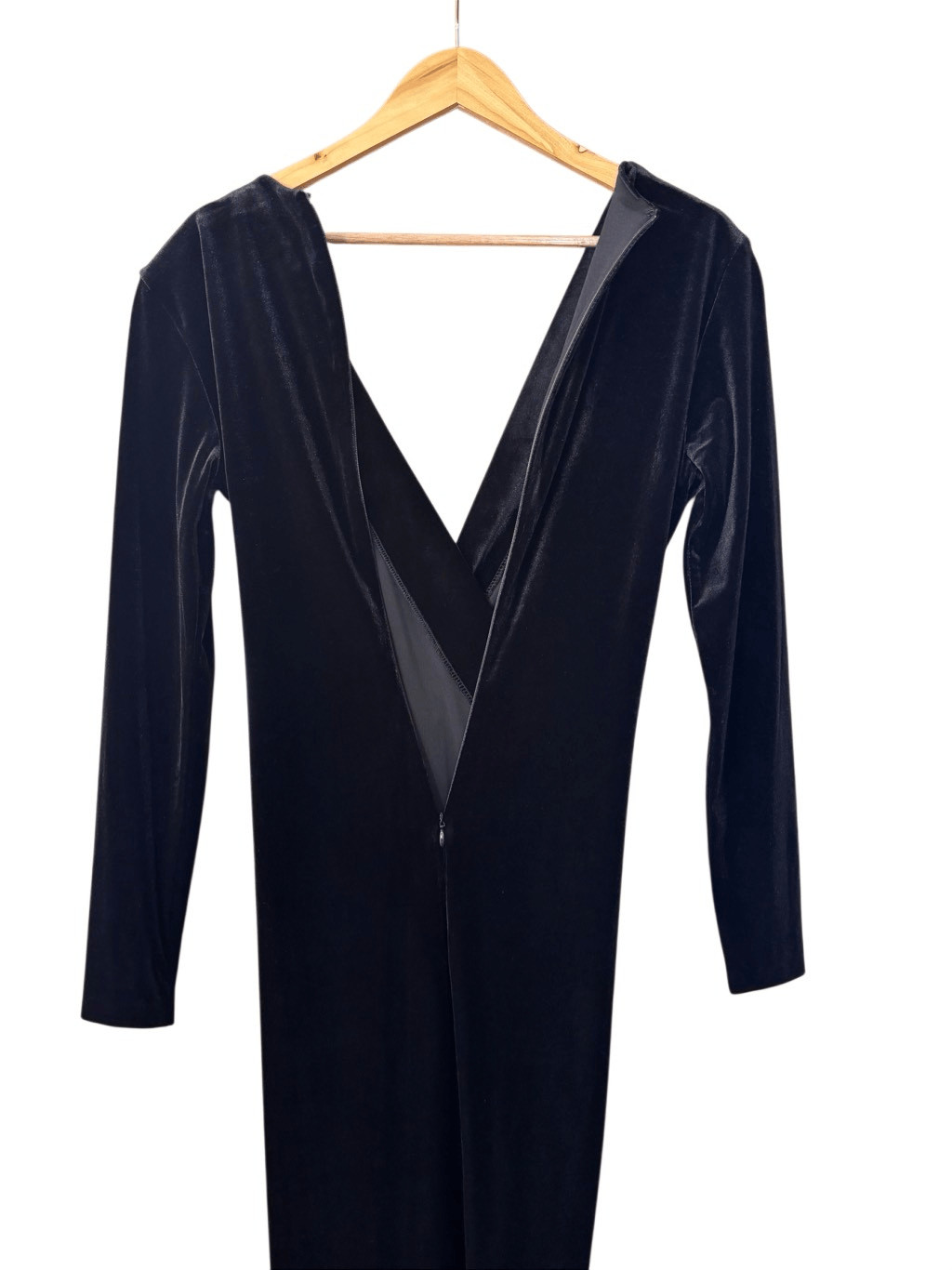 Calvin Klein Faux-Wrap Long-Sleeve Velvet Sheath Dress black size 4 new thumbnail 10