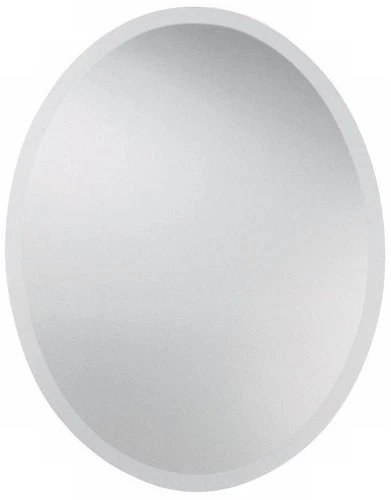 Oval Vanity Accent Wall Mirror Polished Glass Edges Frameless 22" Wide Bathroom - Picture 2 of 3
