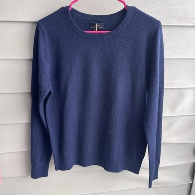 Quince Sweater Women's Medium Navy 100% Mongolian Cashmere Knit Classic Cozy NWT