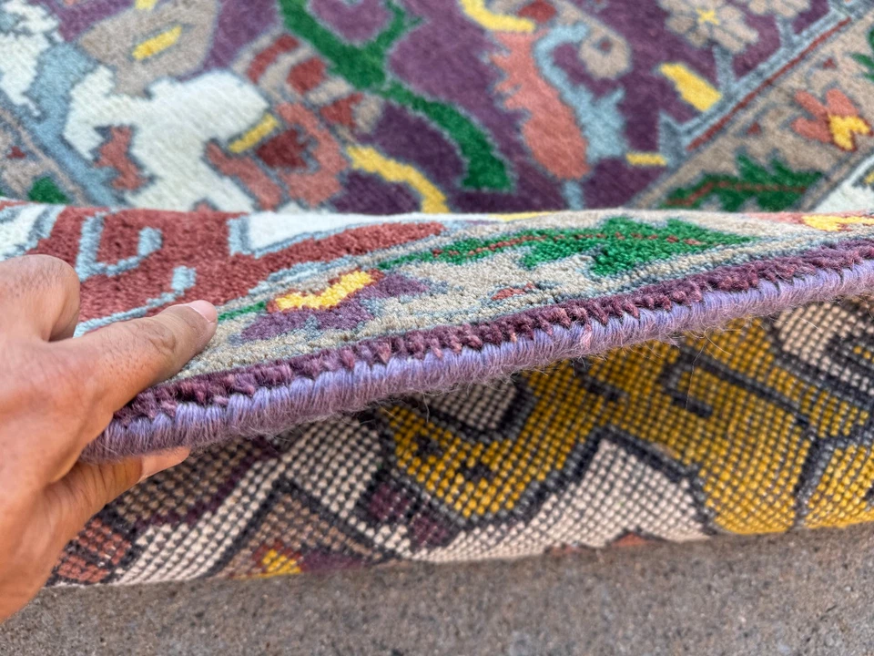 ALFOMBRA MORADA 9x12 lana hecha a mano ORIENTAL nueva colorida tejida a mano oushak nueva grande ft Foto 4 de 4