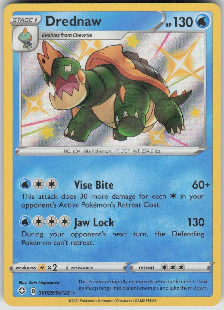 Pokemon Drednaw SV029/SV122 Shining Fates: Shiny Vault Shiny Holo Rare NM