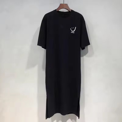 Womens Plus Size Smiley Face T-Shirt Dress Loose Casual Summer Side Split
