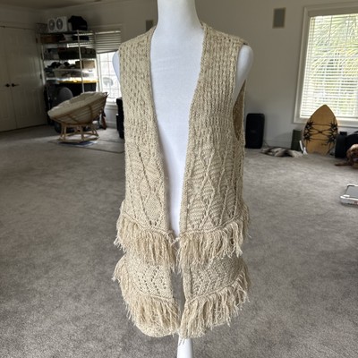 Umgee Boho Macramé Crochet Bohemian Hippie Fringe Duster Long Vest