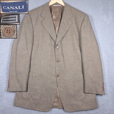 Canali Blazer Men's 40R EU 50R Beige Wool Cashmere Tweed 3-Button Sport Coat