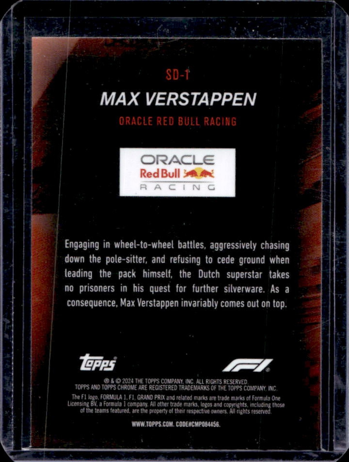 2024 Topps Chrome Sapphire F1 Max Verstappen Speed Demons Refractor #SD-1 view 2