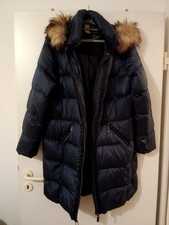 blauer Damen Mantel von Comma mit Webpelzkragen, Gr. 46