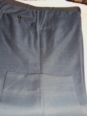 278- MINT Canali -Exclusive LIGHT ULTRA SILKY WOOL NAVY STRIPE Flat PANTS- 37X32