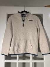 Vineyard Vines Boy  s Beige Blue 1/4 Zip Pullover Sweatshirt Diamond Pattern L