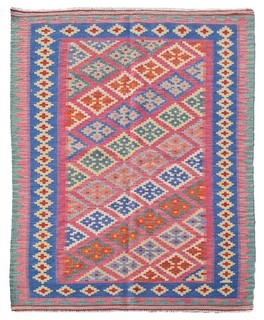 Authentic Hand Knotted Vintage Shrz Kilm Kilim Wool Area Rug 6 x 4 Ft