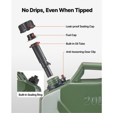 Leakproof Steel Jerry Can, 5.3 Gal, Comfort Handle, Green