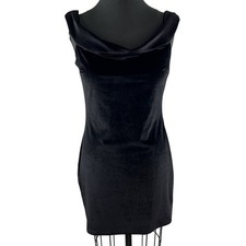 Urban Outfitters Crushed Velvet Little Black Dress Mini Off-Shoulder Cocktail L