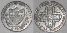 Bella moneta Billon 1828 dalla Svizzera svizzera One Batzen Canton Vaud AU+