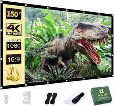 150 Inch Outdoor Projector Screen, Portable, White, 16:9 Movie Screen