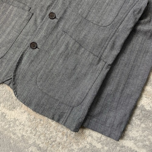 Universal Works Summer Herringbone Striped Chore Field Bakers Grey Jacket Medium - Picture 5 of 9