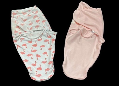 Baby Girl Size 0-3 months Aden Pink Cotton Swaddle Sack Wrap 2pc LOT Bundle