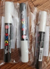 Lot of 3 x Uni Posca Paint Marker Pen PC-1 , EXTRA FINE  / white
