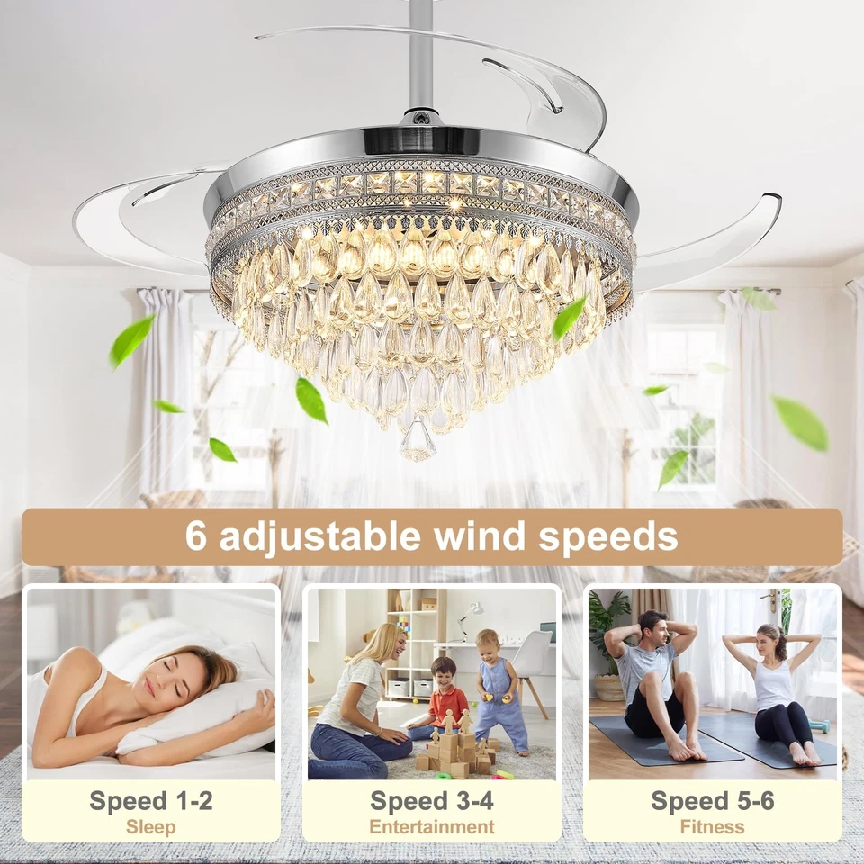 Ventilador de Techo Baotree Araña con Luces y Control Remoto, 48 Pulgadas Moderno Al Ras Foto 2 de 4