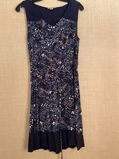 Loft sleeveless A-line dress size M dark blue with floral print elastic waist