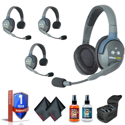 Eartec UL431 UltraLITE 4-Person Headset System (USA) with 6Ave Heaphone and