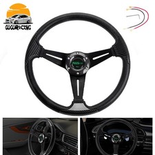 Universal 14inch Flat Dish Carbon Fiber Racing Steering Wheel Drifting 6 Bolts