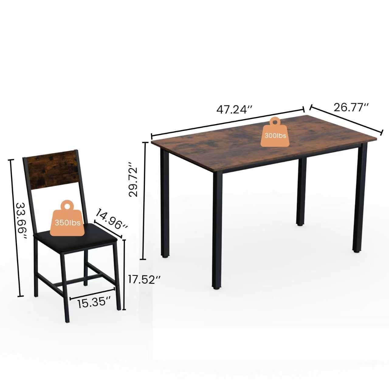 5 Piece Metal and Wood Indoor Modern Dinning Table Furniture Set for 4, Dining T