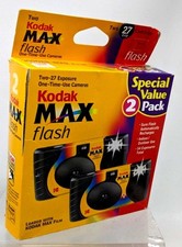 SEALED Kodak Max Flash Camera Film 2 PAC 35mm Disposable 27 Exposures Exp.09/03